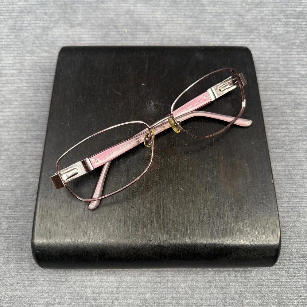 Saks Fifth Avenue 303 0S8R Burgundy Metal Eyeglass Frames Rhinestone 55-16-135